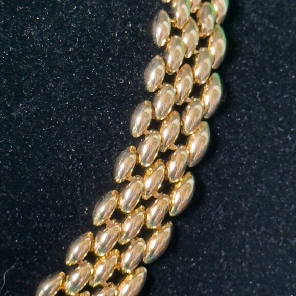 Gold-Tone Oval Link Statement Necklace Secure Clasp 18" Women - Picture 6 of 8